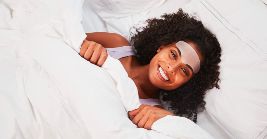 Woman treating wrinkles on forehead