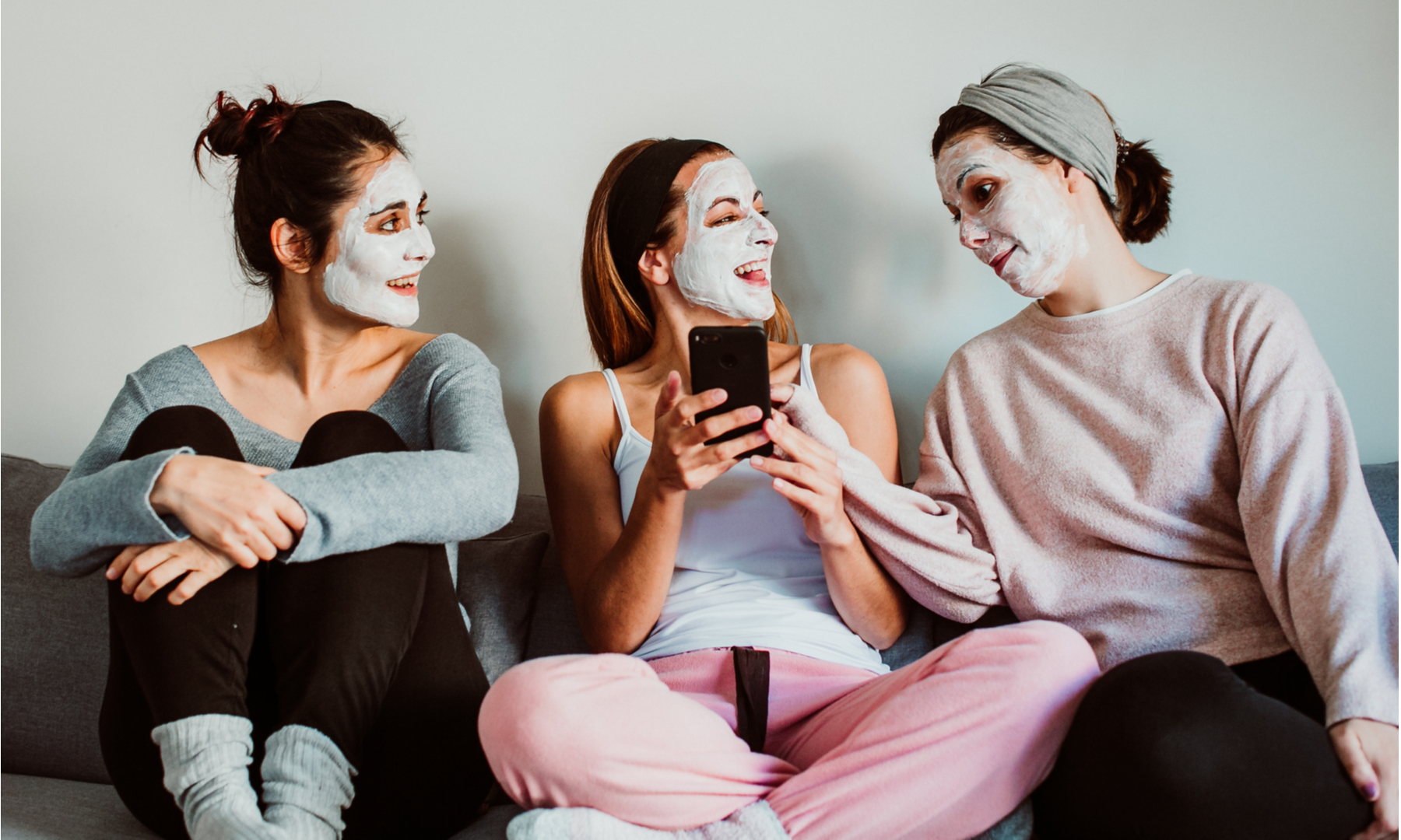 Women Laughing and Doing Face Masks, Self Care during quarantine