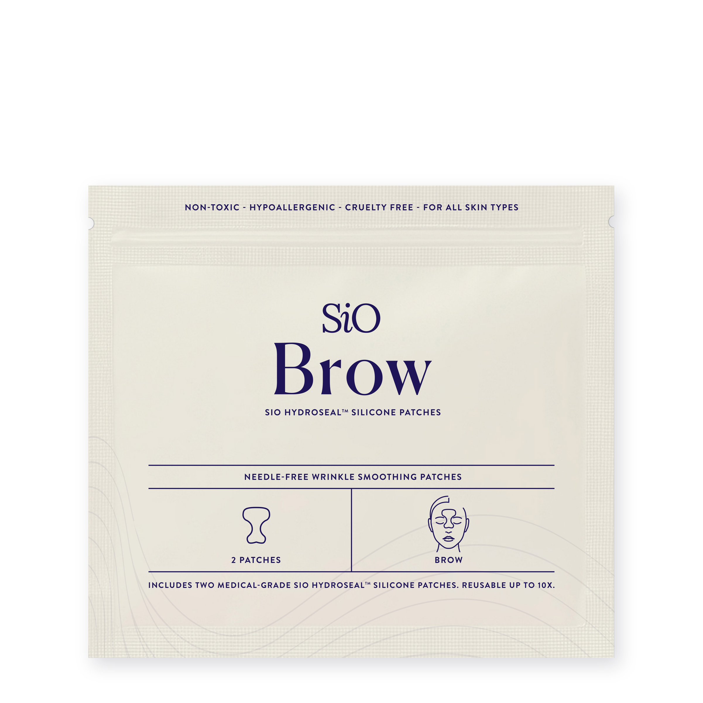 SIO Brow packaging with product details on a beige background