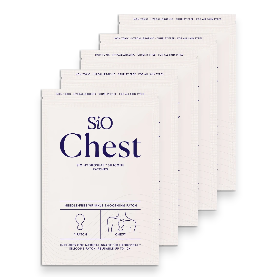 SIO Beauty Chest Hydroseal™ Silicone Patches for wrinkle smoothing and prevention. Reusable, medical-grade silicone.