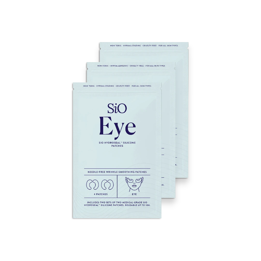 SIO Beauty Eye Hydroseal™ silicone patches for wrinkle smoothing. Includes 4 patches, reusable up to 10x.
