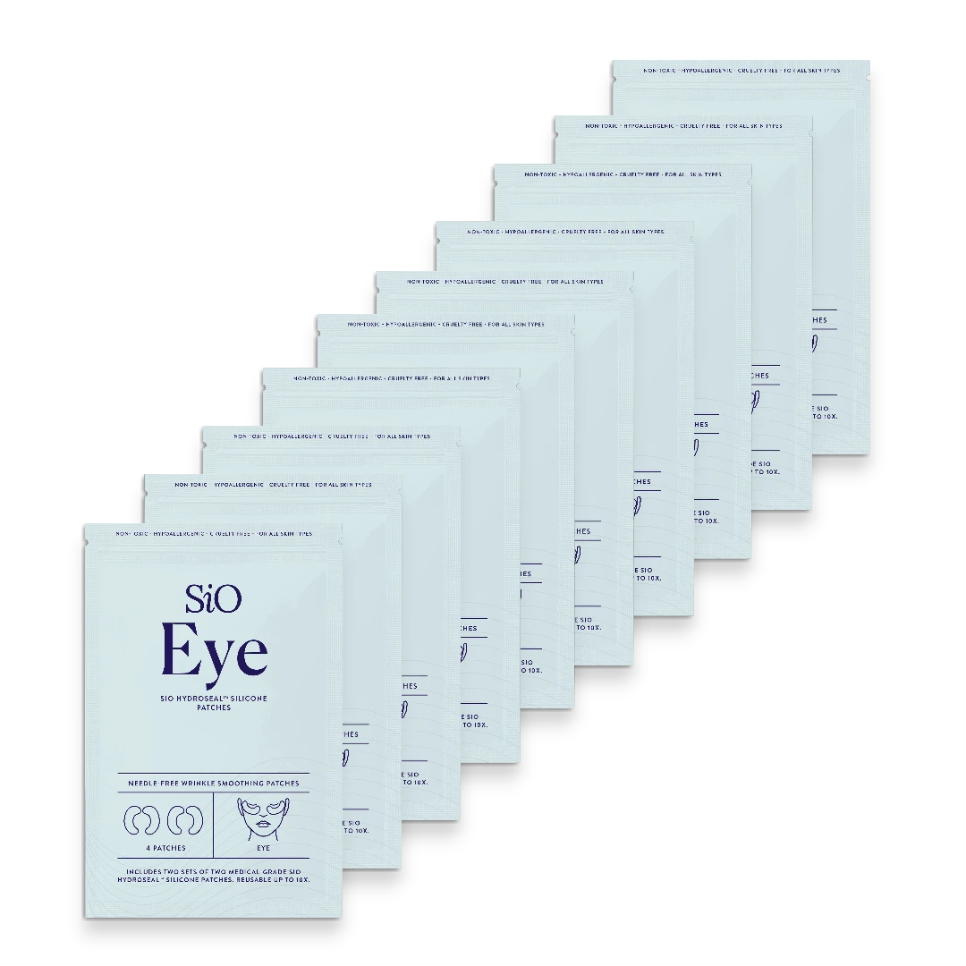 SIO Beauty Eye Hydroseal silicone patches for wrinkle smoothing. Includes 4 patches, reusable up to 10 times.