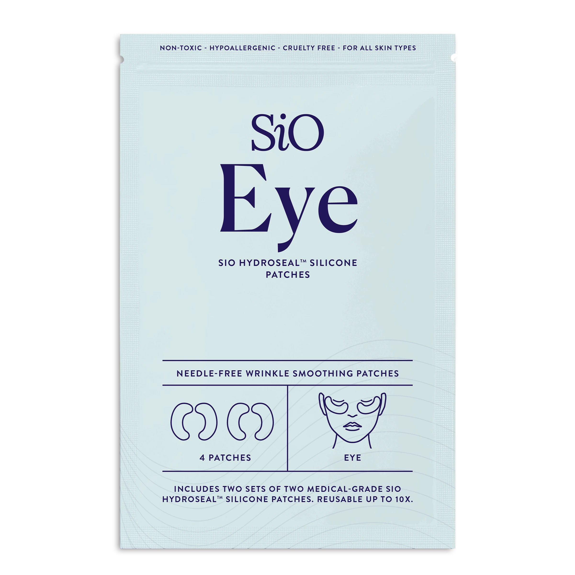 SIO Beauty Eye Hydroseal™ Silicone Patches for needle-free wrinkle smoothing. Includes 4 reusable silicone patches.