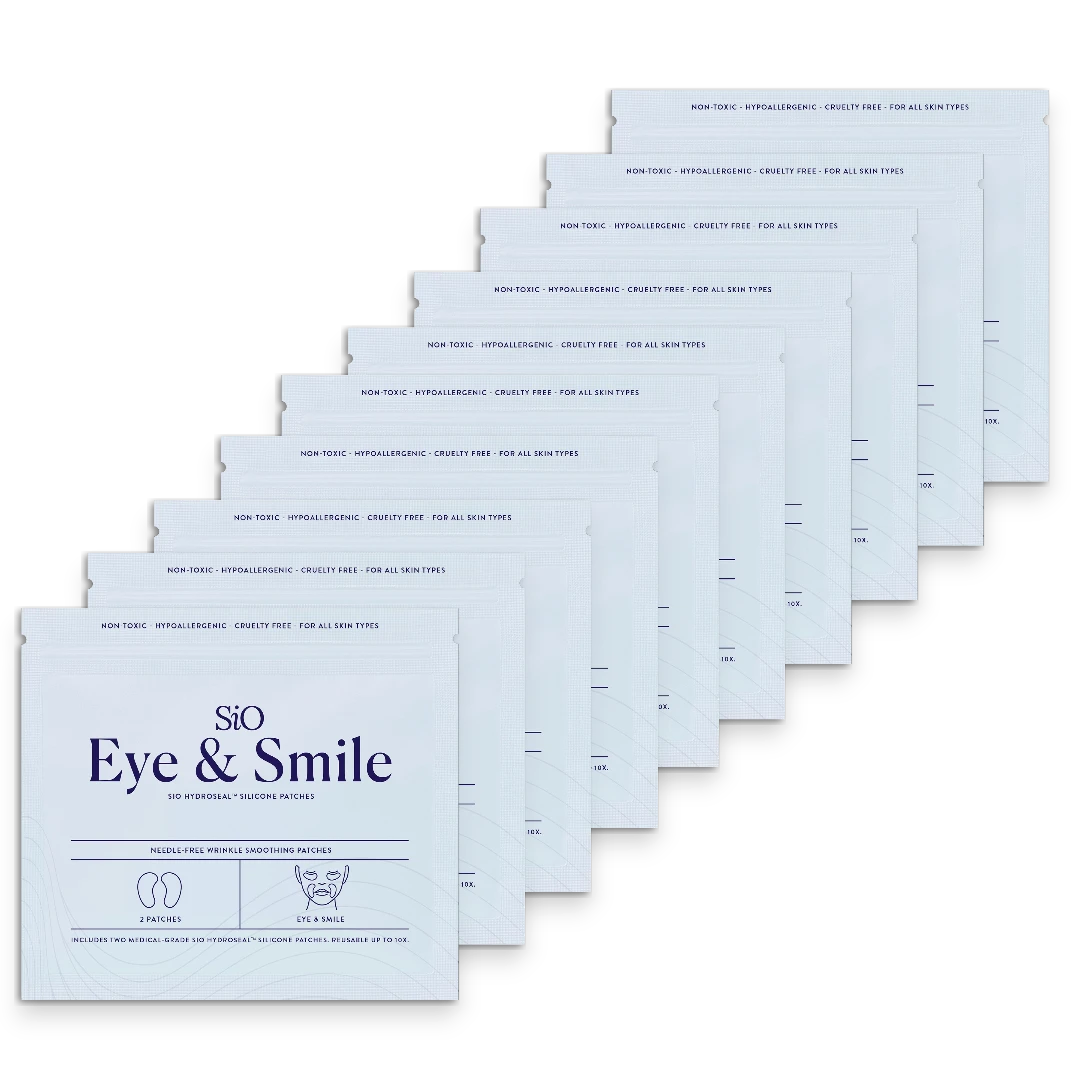 SIO Beauty Eye & Smile Hydroseal silicone patches for wrinkle reduction and hydration. Reusable, medical-grade, non-toxic.