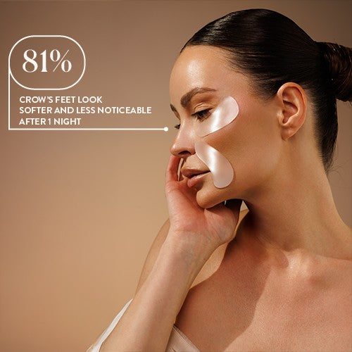 SIO Beauty Eye & Smile Hydroseal™ Patches are reusable silicone patches that reduce under-eye wrinkles and smile lines.