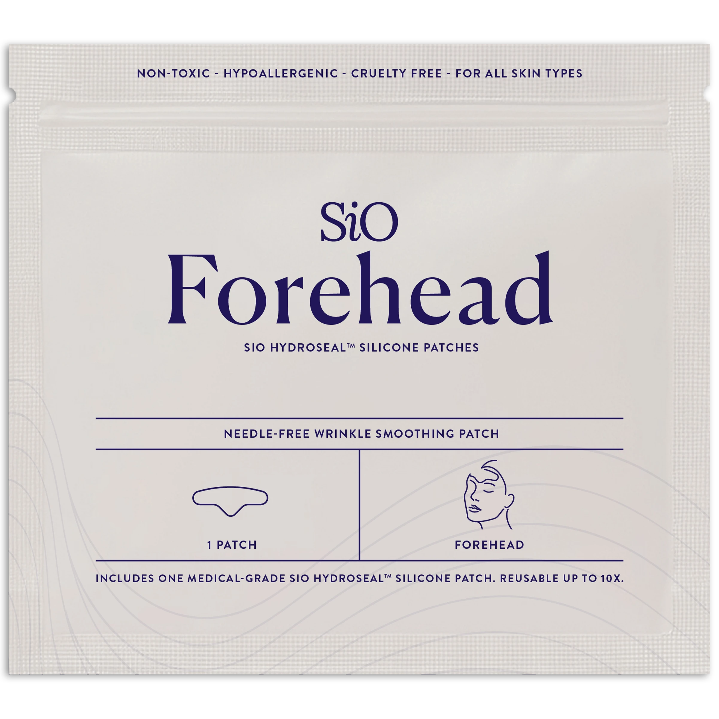 SIO Beauty Forehead Hydroseal patch for wrinkle smoothing. Medical-grade silicone, reusable up to 10x.