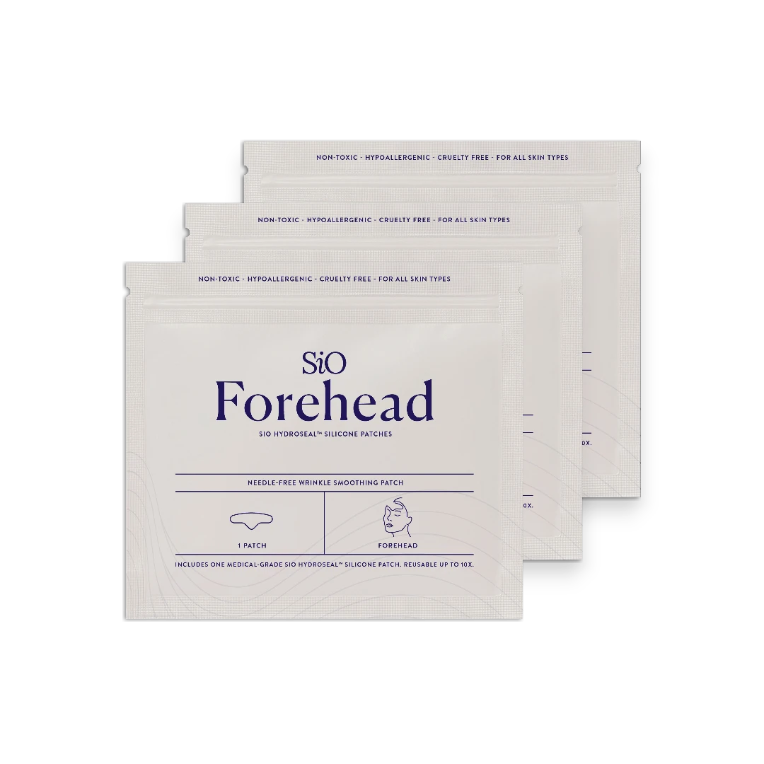 SIO Beauty Forehead Hydroseal™ patch, a medical-grade silicone wrinkle smoothing patch for forehead lines.