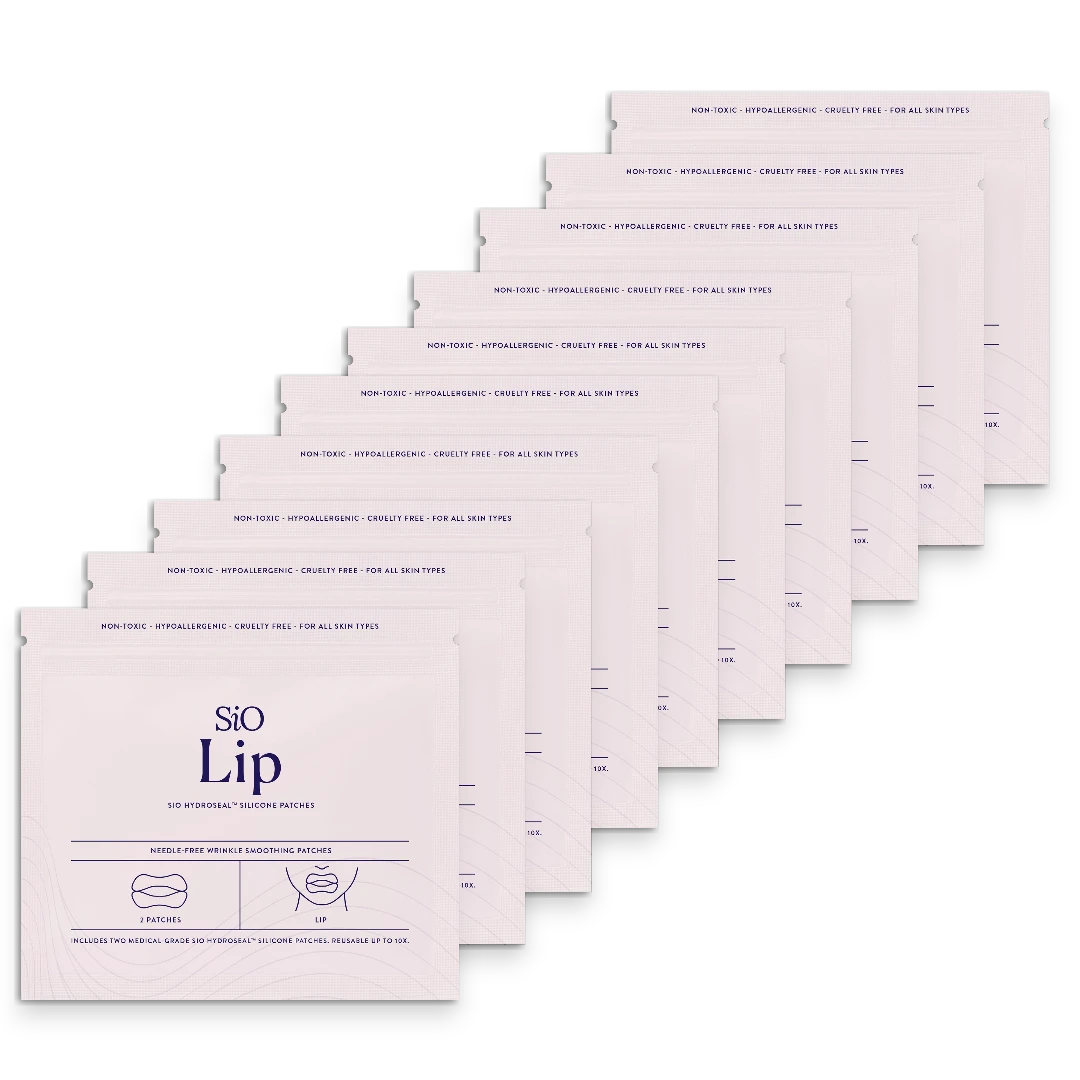 SIO Beauty Lip Hydroseal silicone patches for overnight wrinkle treatment. Reusable, non-toxic, hypoallergenic, cruelty-free.
