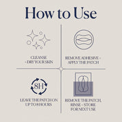SIO Beauty Lip Hydroseal patches: how to use guide. Cleanse and dry skin, apply patch, leave on for 8 hours, then remove, rinse, and store.