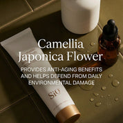 SIO Beauty Multivitamin Face & Body Scrub tube with gold cap, featuring vitamins A, C, E, and Provitamin B5.