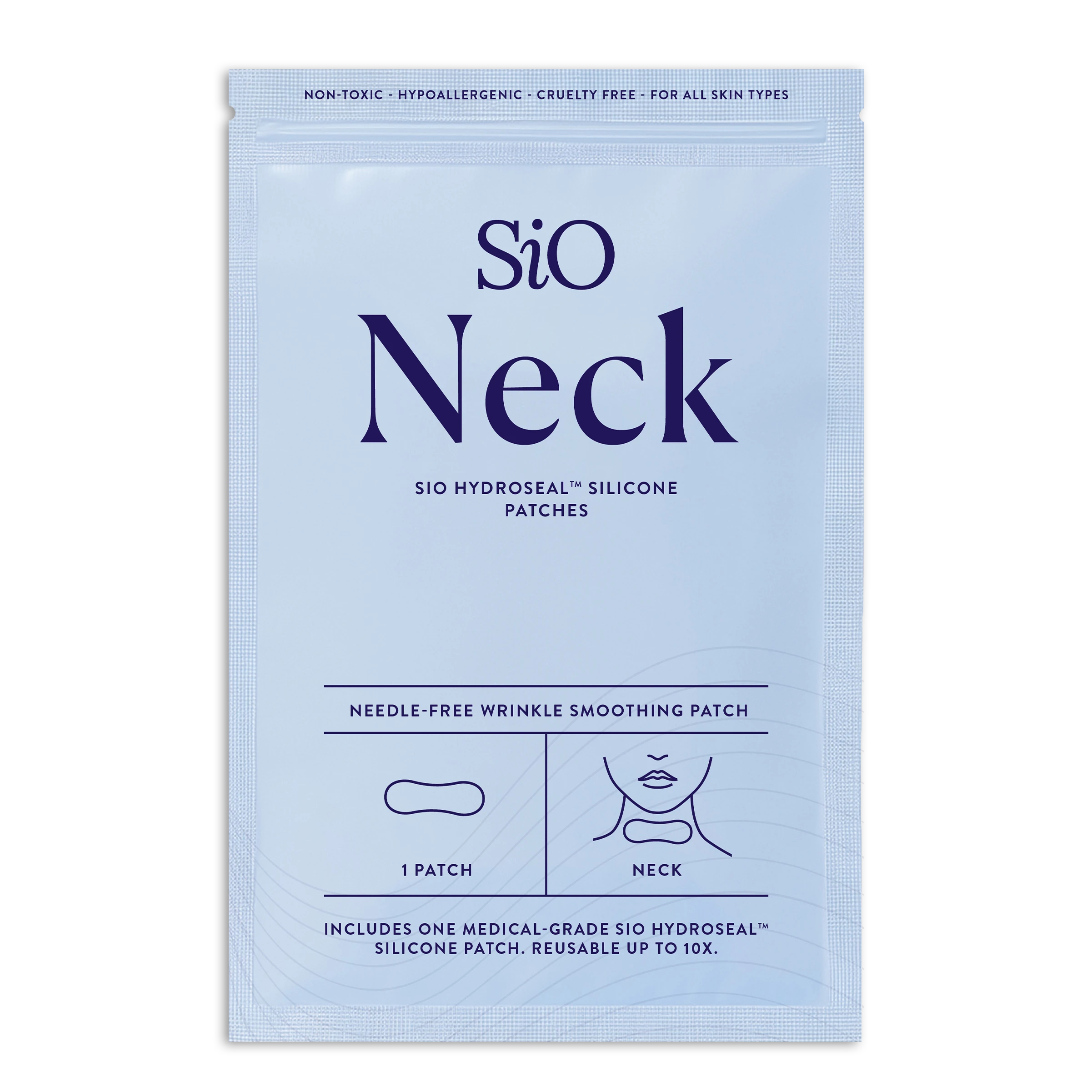 SIO Beauty Neck Hydroseal silicone patches for wrinkle smoothing. Reusable, medical-grade silicone.